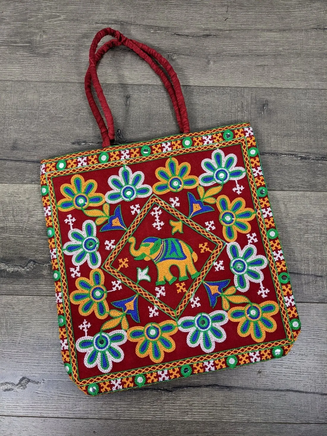 Elephant Embroidered Shopping Bag