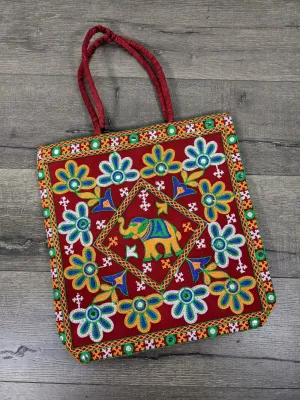 Elephant Embroidered Shopping Bag