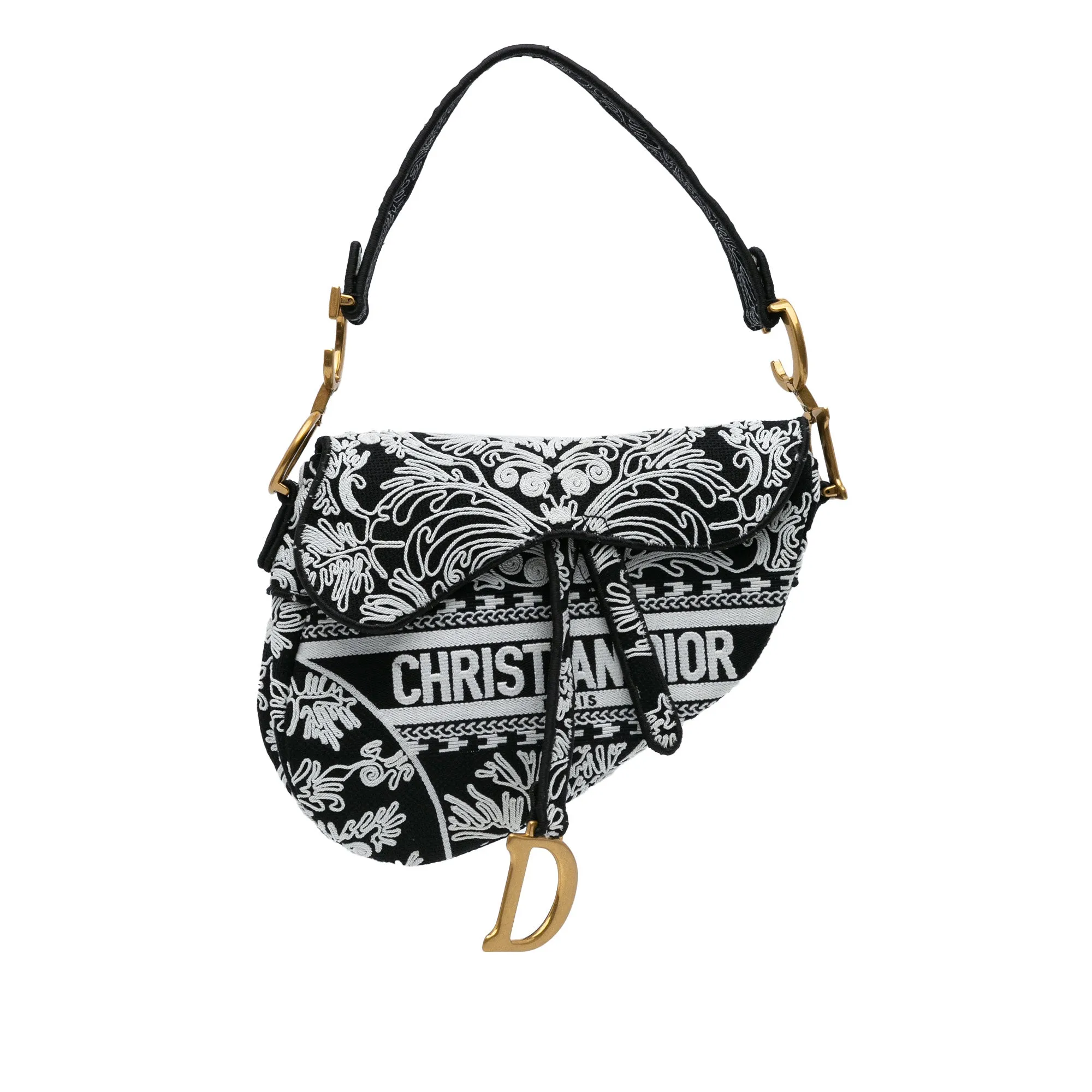 Embroidered Canvas Ornamental Cornely Saddle Bag