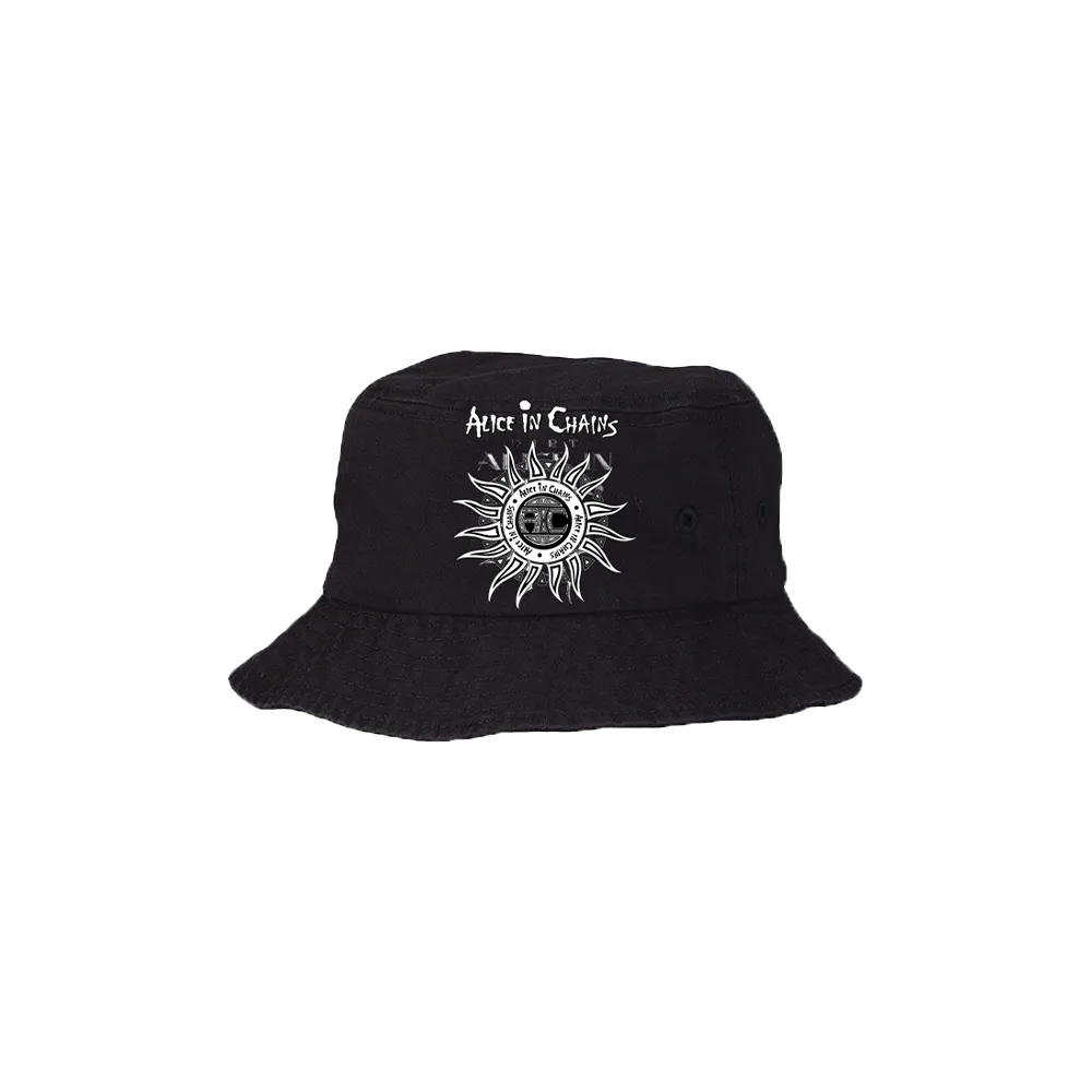 Embroidered Sun Logo Black Bucket Hat