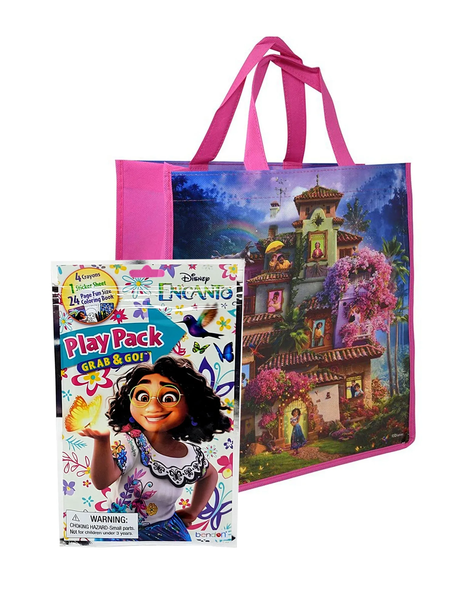 Encanto 12" Tote Bag Purple w/ Disney Grab-n-Go Play Pack Stickers Crayons set