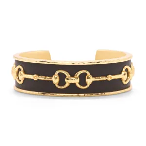 Equestrian Snaffle Bit Cuff - Vegan Espresso Leather