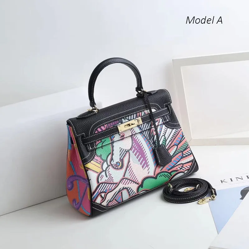 Escher Painted Padlock Satchel