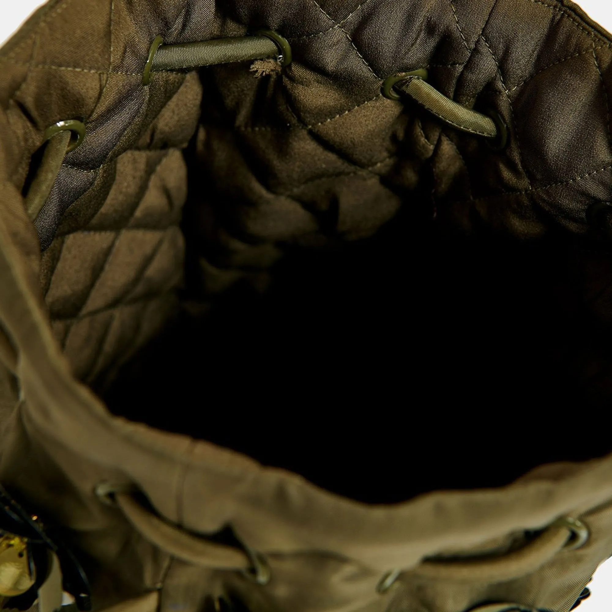 ESSENTIEL ANTWERP Encoded Embroidered Bucket Bag in Khaki