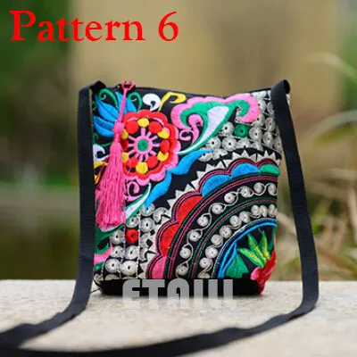 Ethnic Hmong Boho Indian Embroidered Small Shoulder Bag Handmade Fabric Embroidery Logo Luxury Brand Crossbody Bags for Women
