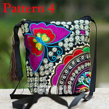 Ethnic Hmong Boho Indian Embroidered Small Shoulder Bag Handmade Fabric Embroidery Logo Luxury Brand Crossbody Bags for Women