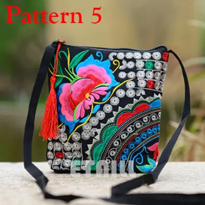Ethnic Hmong Boho Indian Embroidered Small Shoulder Bag Handmade Fabric Embroidery Logo Luxury Brand Crossbody Bags for Women