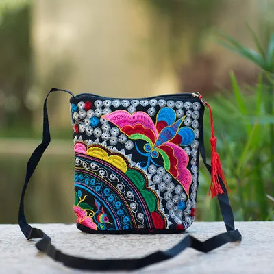 Ethnic Hmong Boho Indian Embroidered Small Shoulder Bag Handmade Fabric Embroidery Logo Luxury Brand Crossbody Bags for Women
