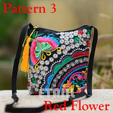 Ethnic Hmong Boho Indian Embroidered Small Shoulder Bag Handmade Fabric Embroidery Logo Luxury Brand Crossbody Bags for Women