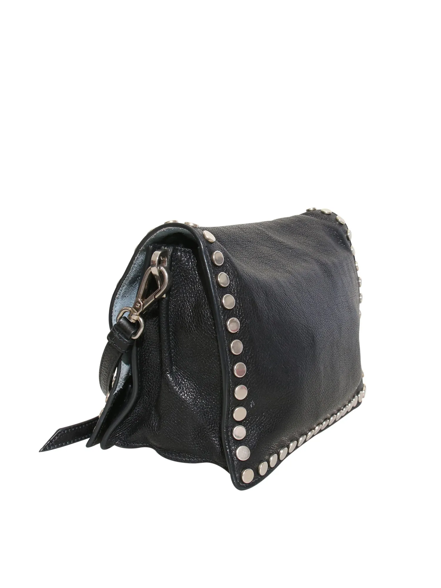 Etiquette Studded Textured-Leather Shoulder Bag
