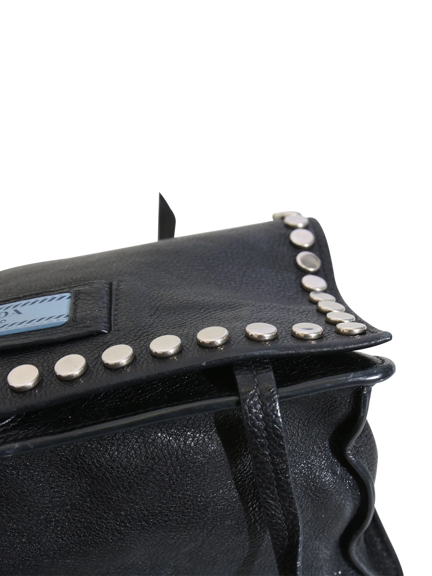 Etiquette Studded Textured-Leather Shoulder Bag
