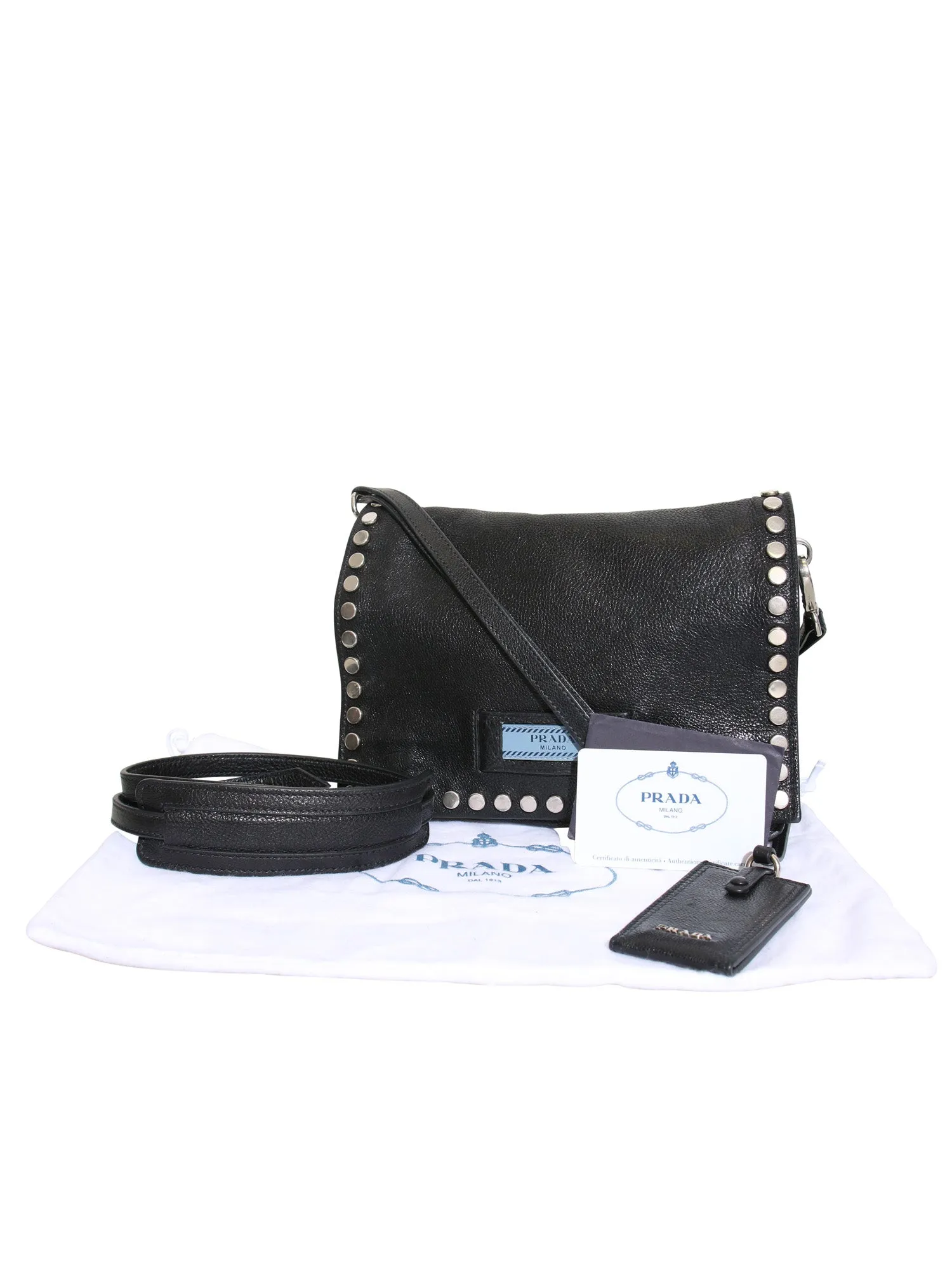 Etiquette Studded Textured-Leather Shoulder Bag