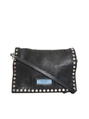 Etiquette Studded Textured-Leather Shoulder Bag
