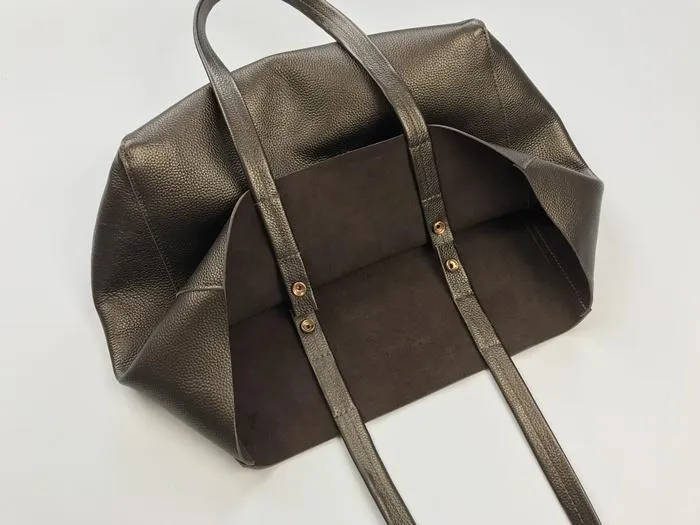 Fashion Womens Gold Leather Oversize Tote Bags Bronze Shoulder Tote Bag Handbag Tote For Women