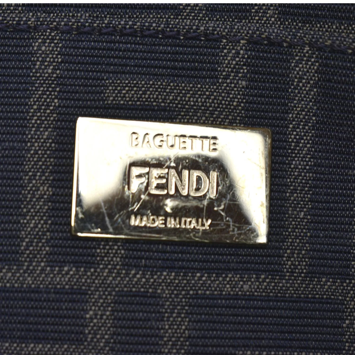 FENDI Mini Baguette Woven Jacquard Fabric Shoulder Bag Brown