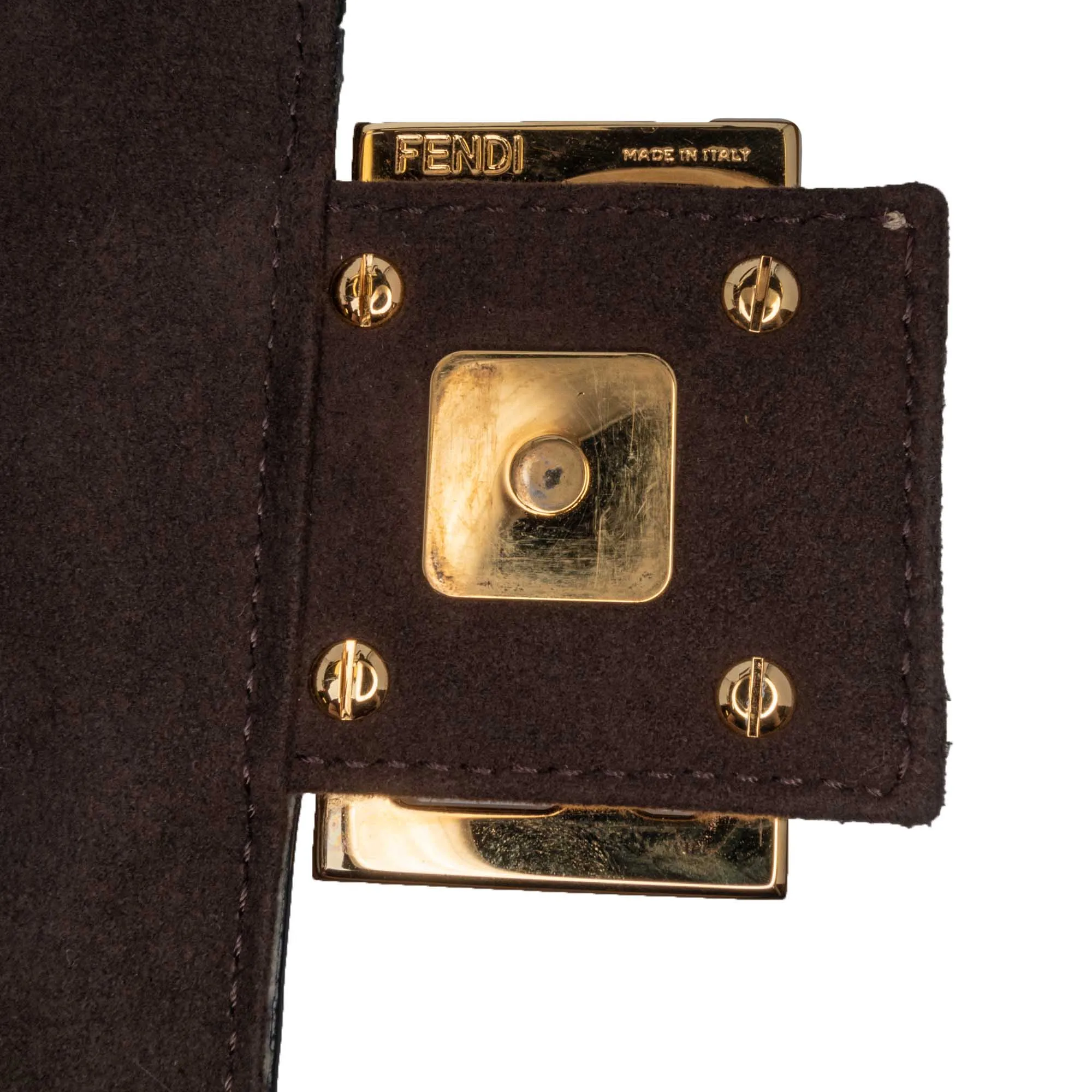 Fendi Shearling Pequin Baguette Satchel