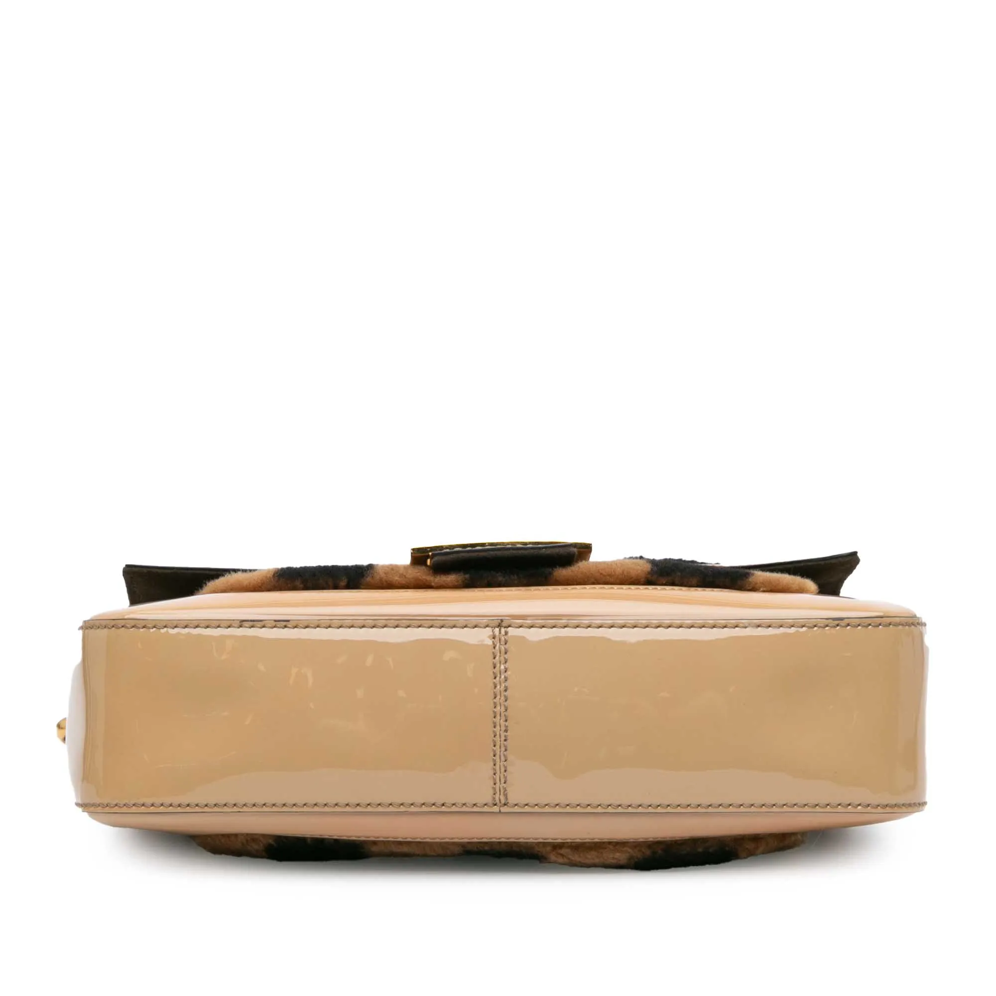 Fendi Shearling Pequin Baguette Satchel