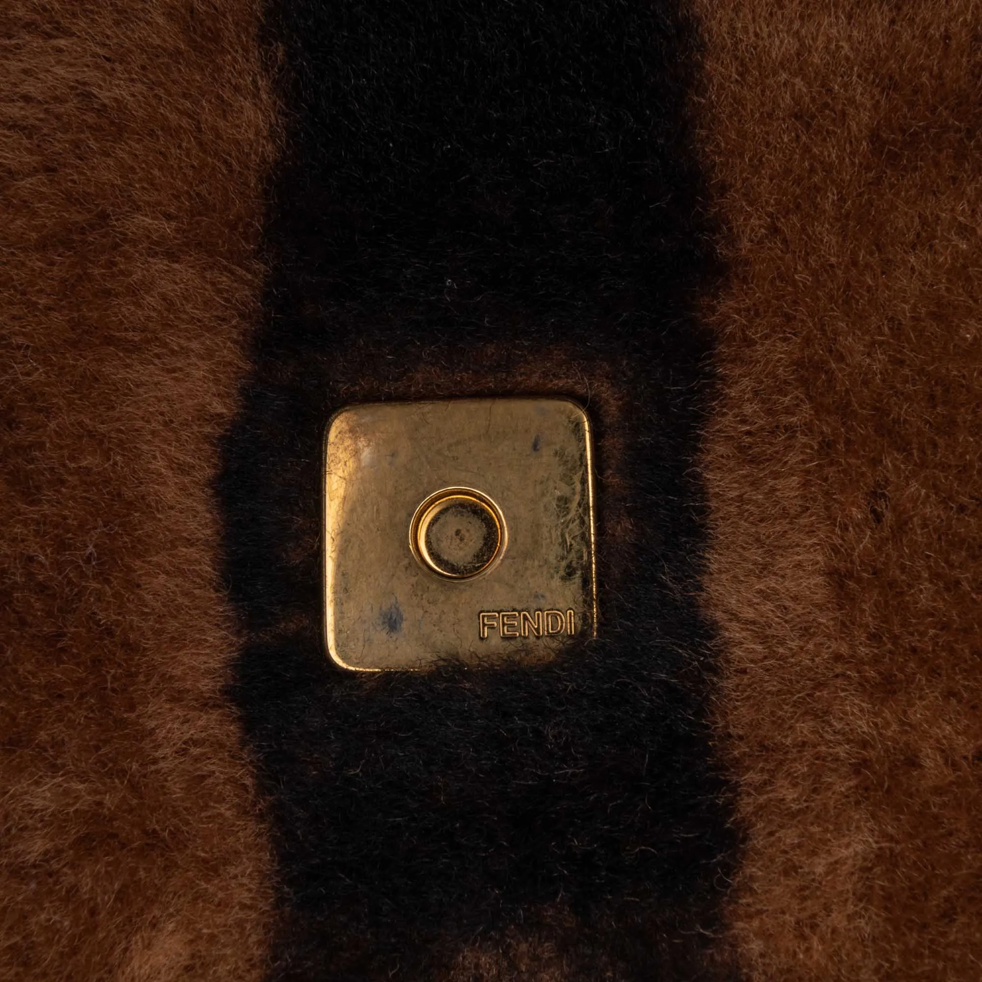 Fendi Shearling Pequin Baguette Satchel