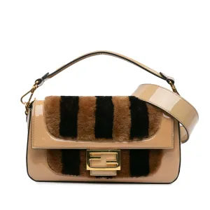 Fendi Shearling Pequin Baguette Satchel