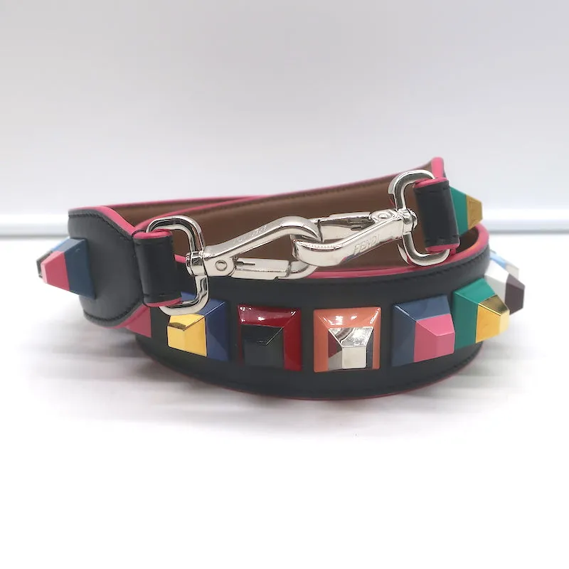 Fendi Strap You Studded Shoulder Strap Black Leather and Plexiglass