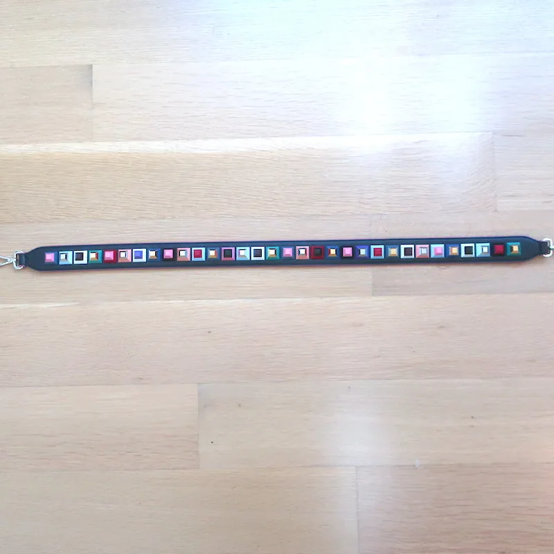 Fendi Strap You Studded Shoulder Strap Black Leather and Plexiglass