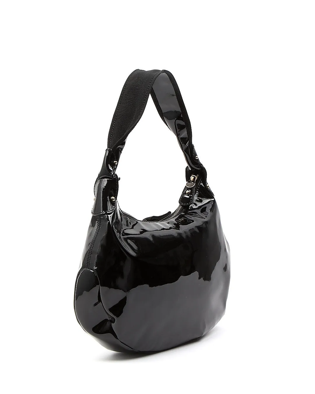 Ferragamo Black Patent Leather Bow Detail Shoulder Bag
