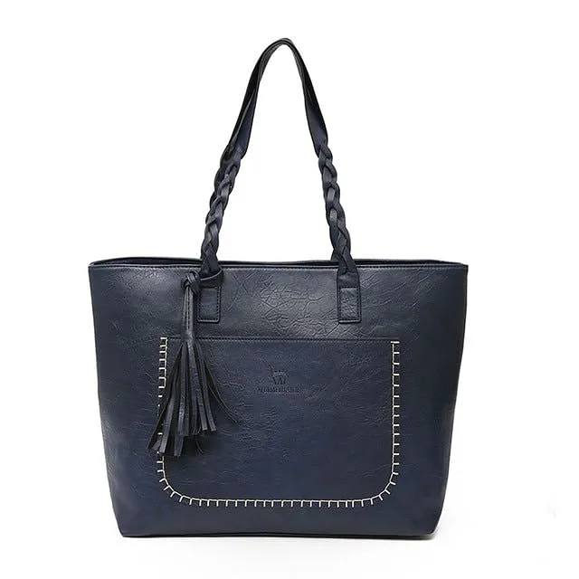 FH HERALD FASHION Leather Bag With Tassel Large Capacity