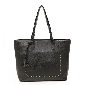 FH HERALD FASHION Leather Bag With Tassel Large Capacity