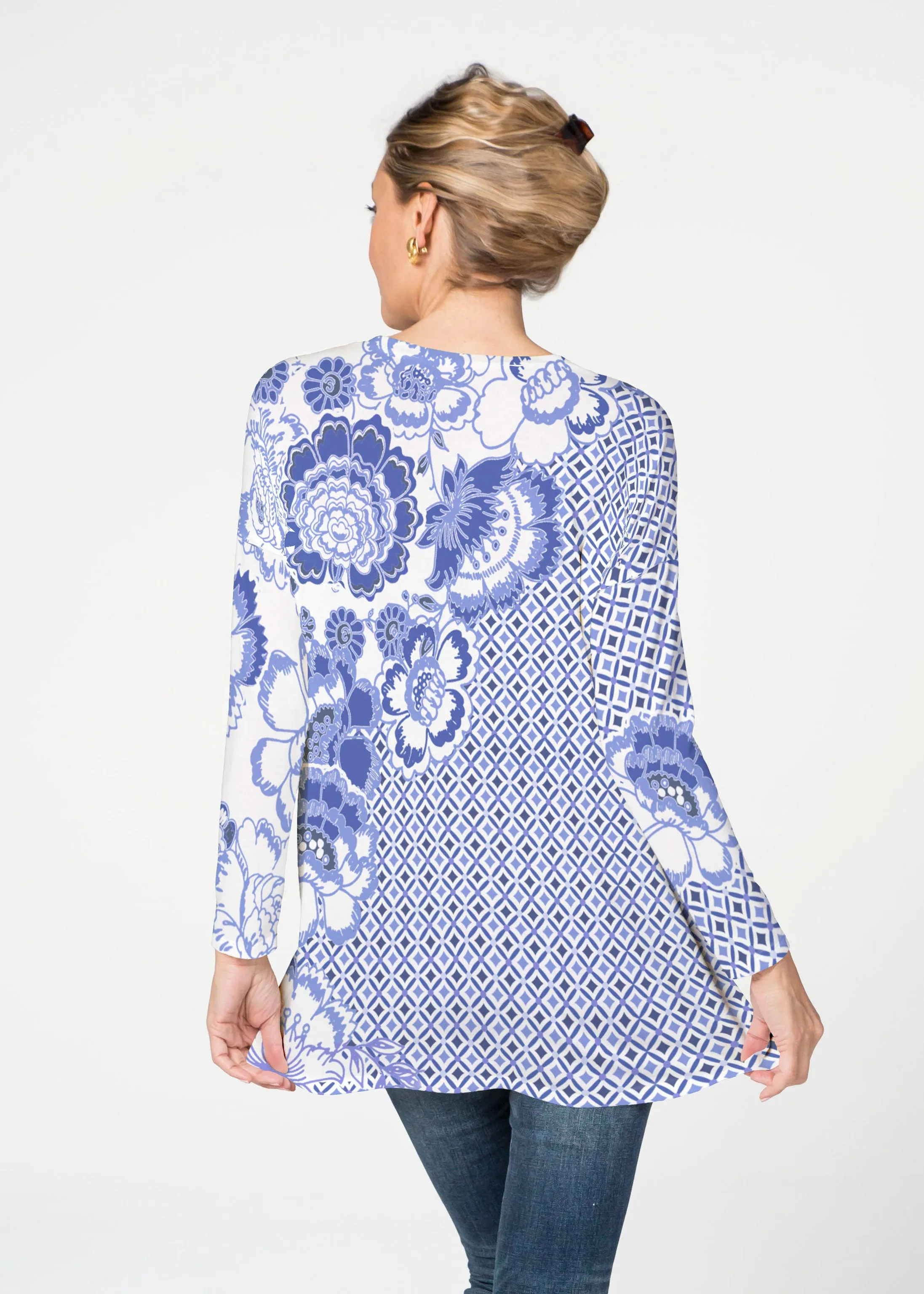 Floral Crossing Geo (7973) ~ Slouchy Butterknit Top
