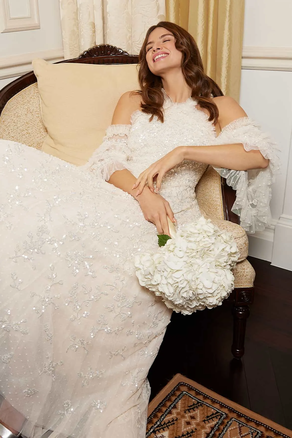 Floral Lace Off-Shoulder Ankle Gown