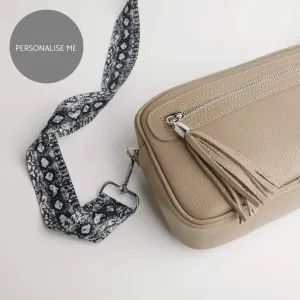 Florence Crossbody Bag in Beige with Snake Strap