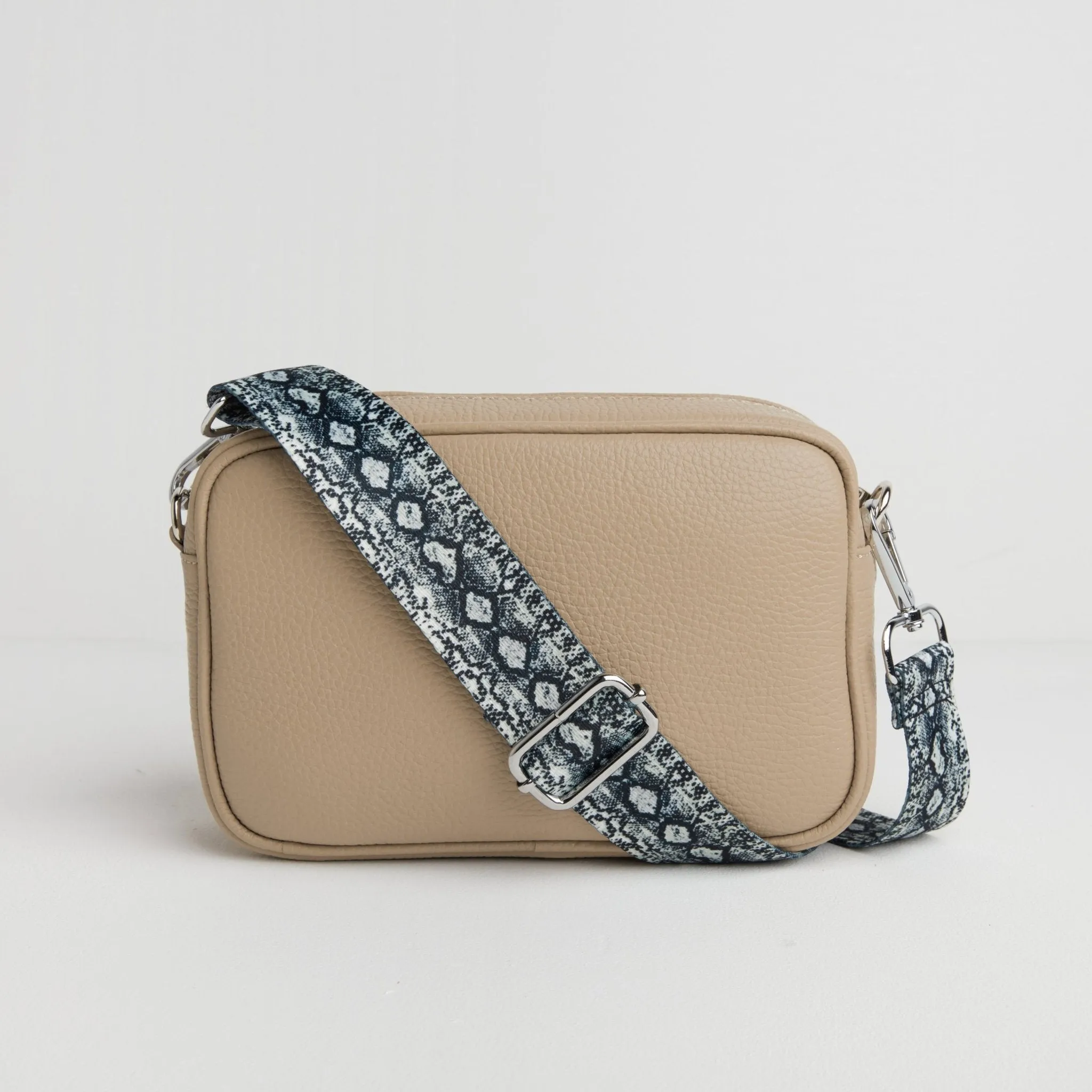 Florence Crossbody Bag in Beige with Snake Strap