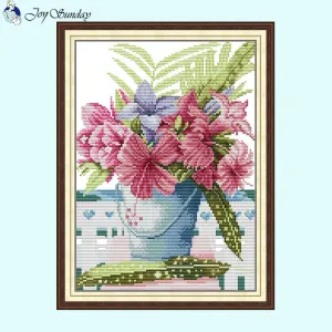 Flower Bucket Flower Thread Stitching Craft