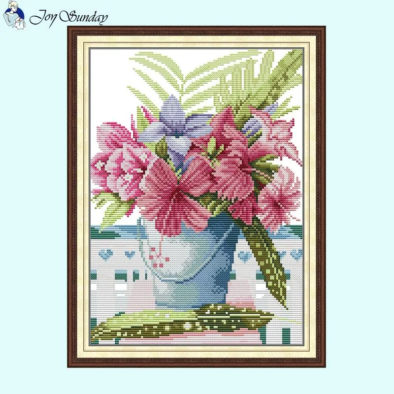 Flower Bucket Flower Thread Stitching Craft