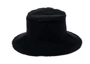 Frayed Canvas Bucket Hat - Black