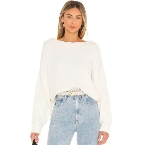 Free People Cabin Fever Pullover in White