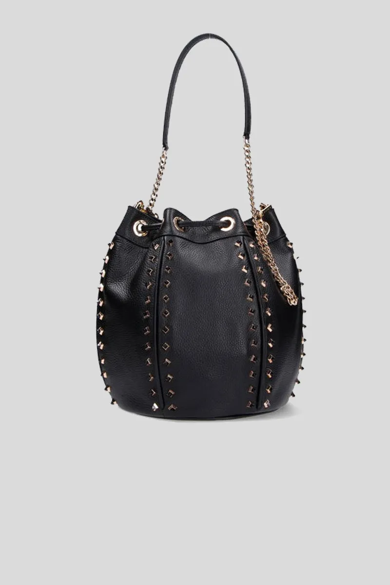 Frivolous Gigi Bucket Tumbled Leather - Black