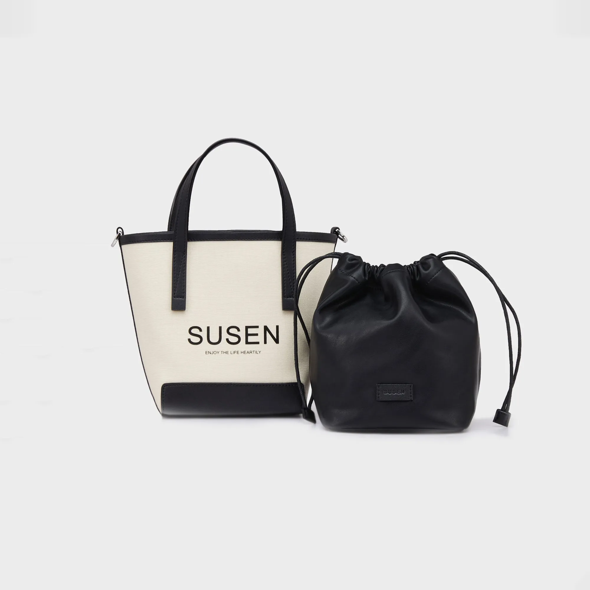Gabriel Canvas Bucket Bag - Beige