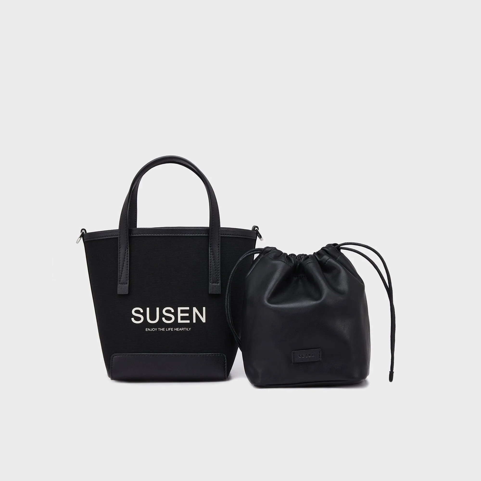 Gabriel Canvas Bucket Bag - Black
