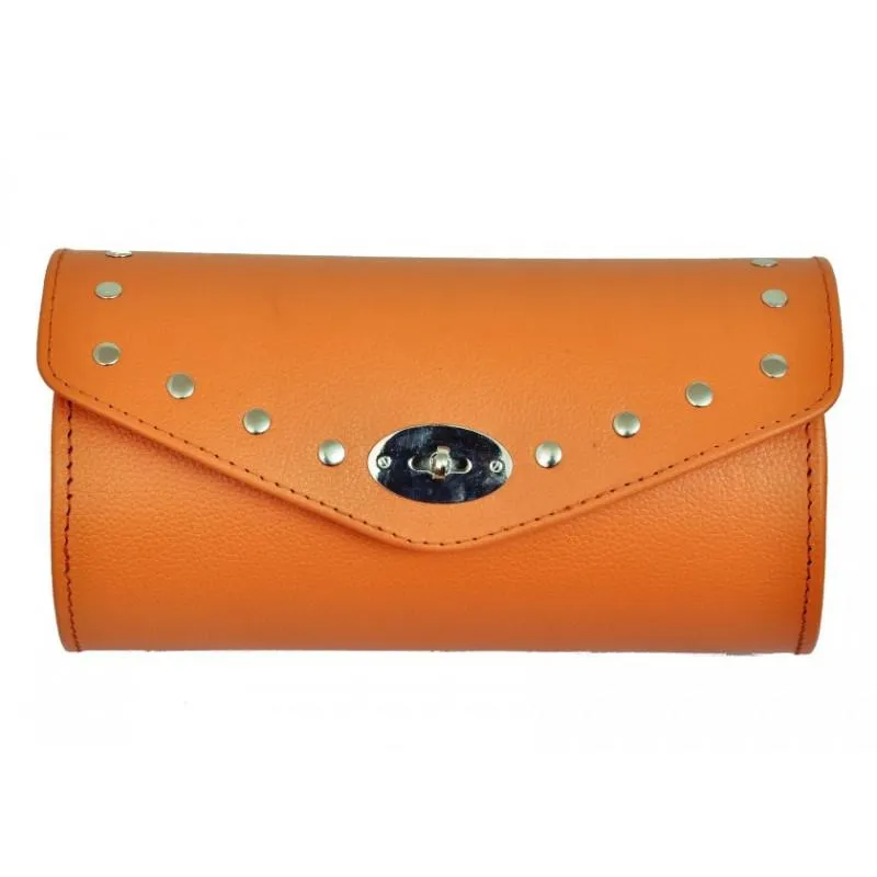 Gallanto Orange Real Leather Motorcycle Tool Bag Chopper