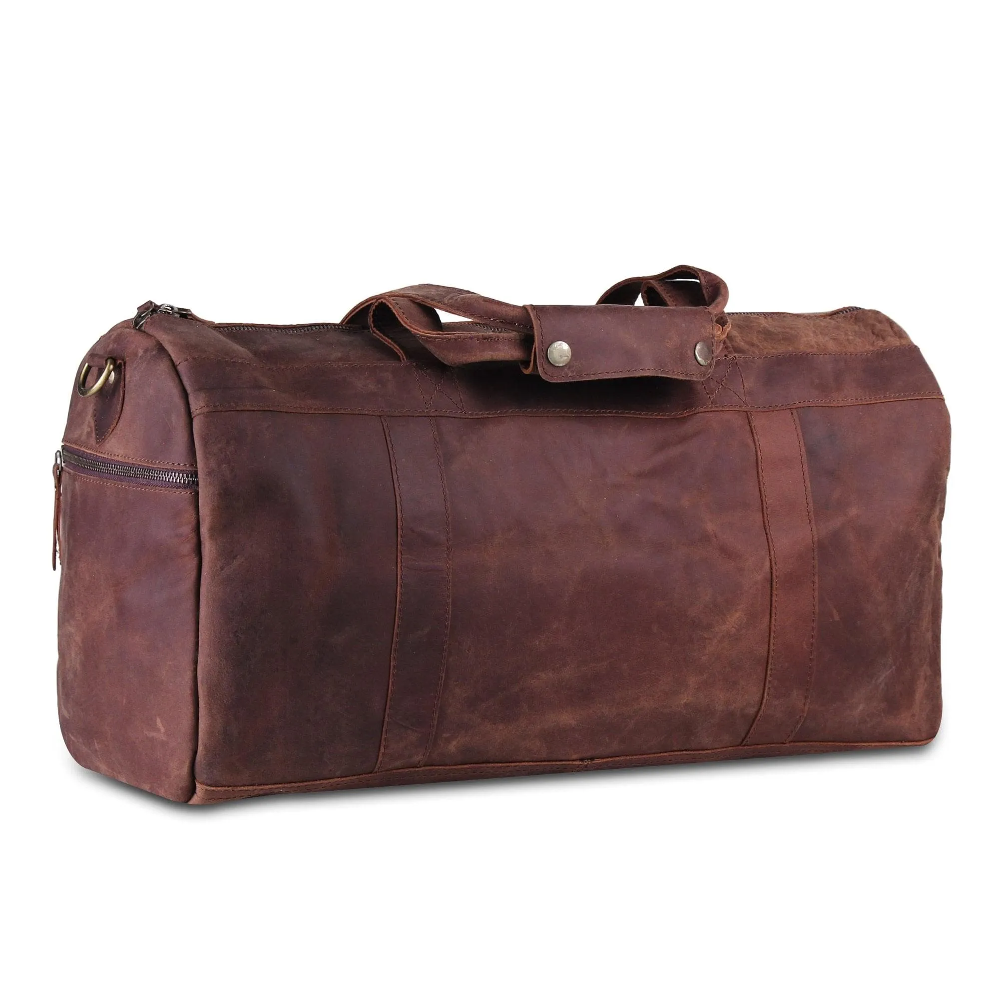 Genuine Leather Travel Weekender 20 Inch Brown Duffle Bag