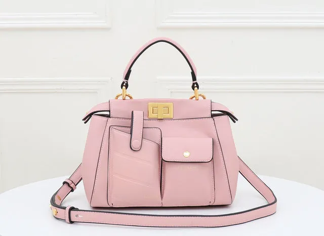 Genuine Leather Vintage Pleat Stitching Shoulder Bag Women High Quality Catwalk Show Fashion Two Pocket Designer Handbag Purse