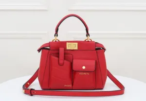 Genuine Leather Vintage Pleat Stitching Shoulder Bag Women High Quality Catwalk Show Fashion Two Pocket Designer Handbag Purse