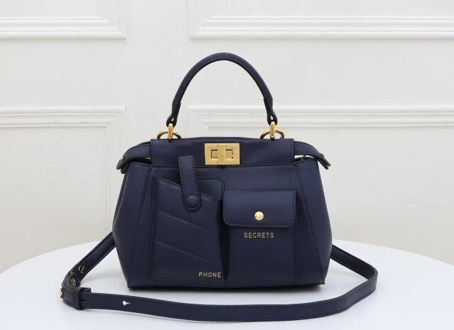 Genuine Leather Vintage Pleat Stitching Shoulder Bag Women High Quality Catwalk Show Fashion Two Pocket Designer Handbag Purse