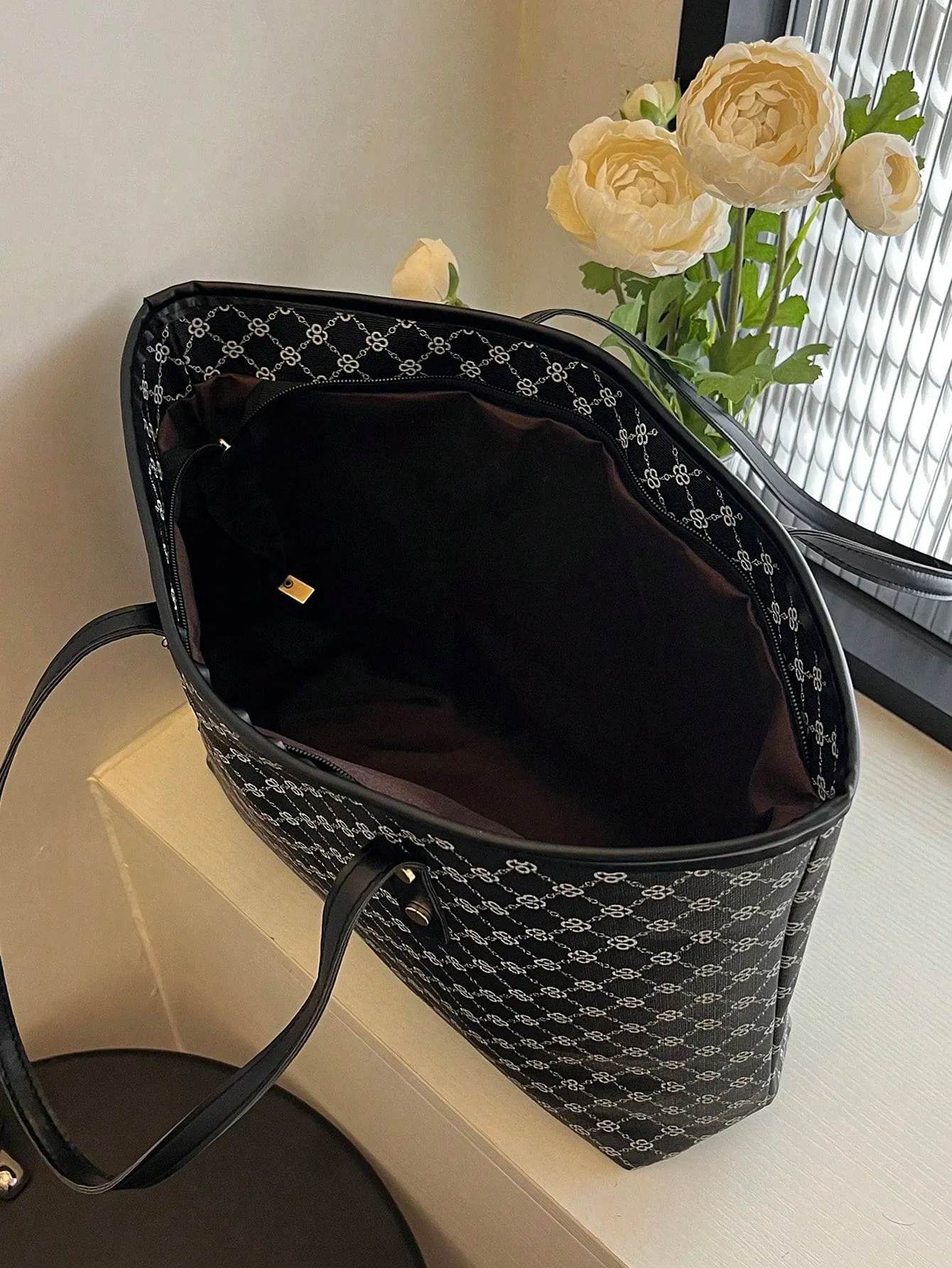 Geometric Pattern Large Shoulder Tote Bag -  Multicolor- FD ⚡