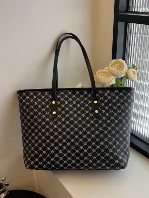 Geometric Pattern Large Shoulder Tote Bag -  Multicolor- FD ⚡