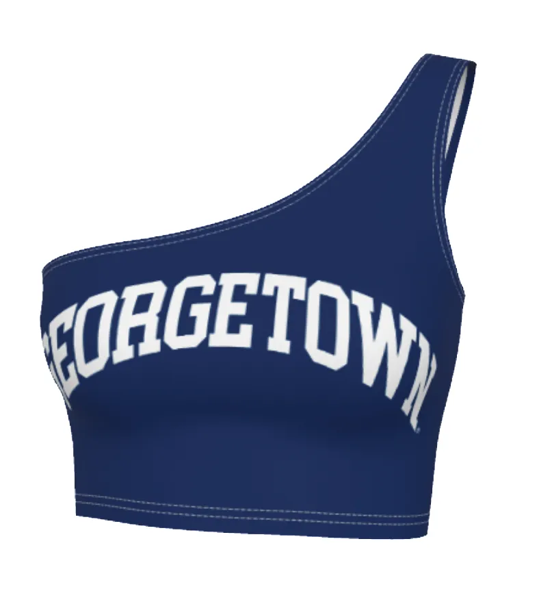 Georgetown Navy One Shoulder Top