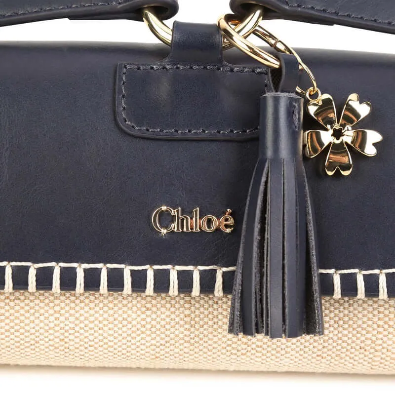 Girls Navy Leather Belt Bum Bag