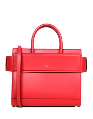 Givenchy Red Smooth Leather Small Horizon Satchel Bag w/ Strap