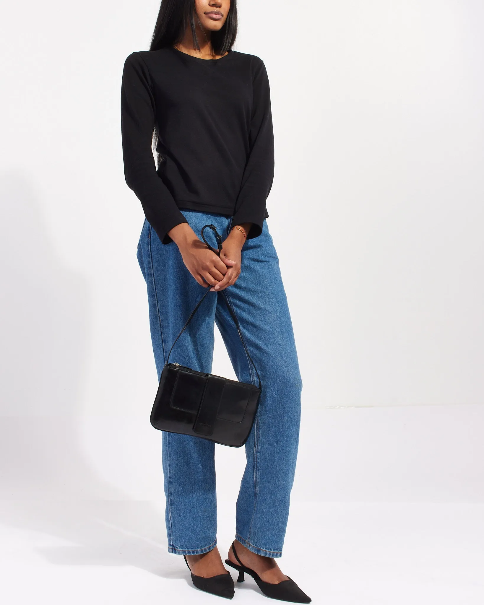 Givenchy Vintage Black Patent Leather Logo Shoulder Bag